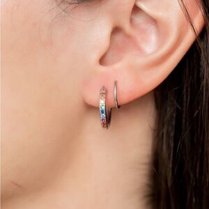 Rainbow Double Twist Earrings for One Piercing, Hypoallergenic